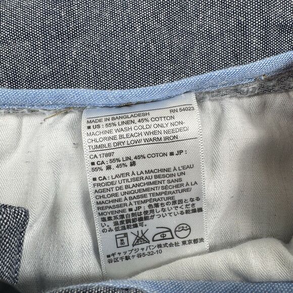 Banana Republic Pants Mens 35x28 Blue Linen Blend Aiden Slim Fit Chino Preppy - Picture 4 of 11